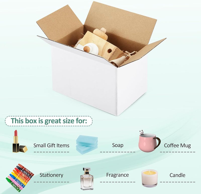 Eupako 6x4x4-Small-Shipping-Boxes-30-Pack-White-Corrugated-Box-Mailers, Cardboard Boxes for Packaging Small Business, Mailing - Image 3